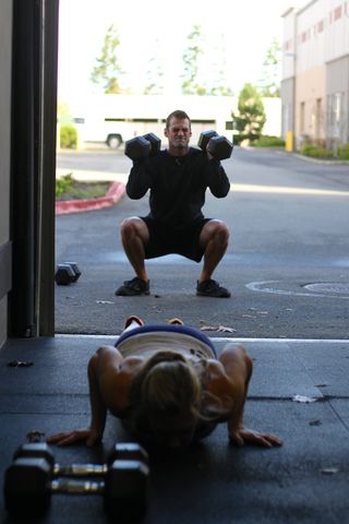 DB Front Squat and Push-ups