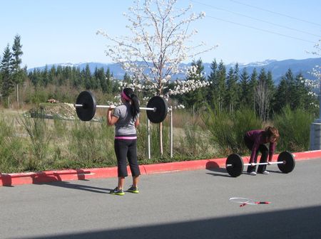 Jackie and Deb Power Cleans