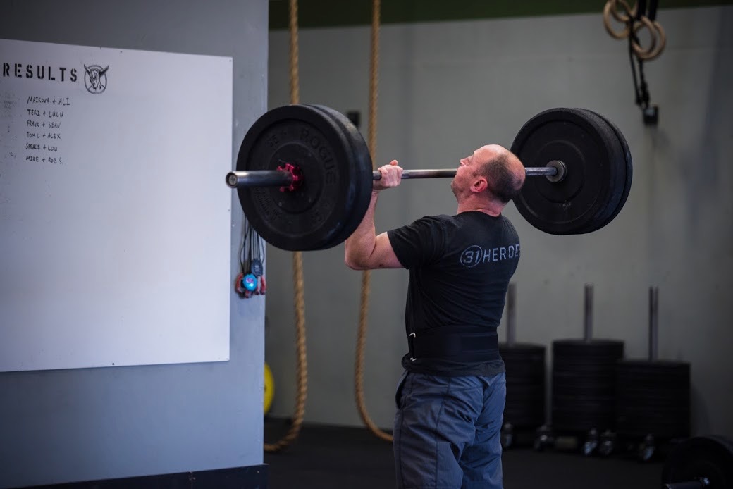 Heavy DT” 5 rounds for time: 12 deadlifts (205, 145) 9 hang cleans