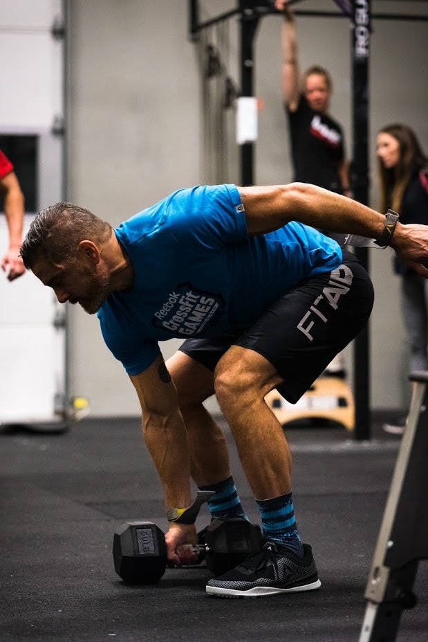 Shoulder Press 6 6 6 Chipper Row Dumbbell Snatches Box Jump Overs Toes to bar HSPU and Bar Muscle ups SNORIDGE CROSSFIT